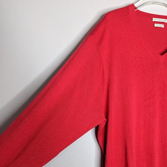 Peter Millar Red/Pink V-Neck Long Sleeve Sweater Silk Cotton Cashmere Size L - Picture 4 of 7